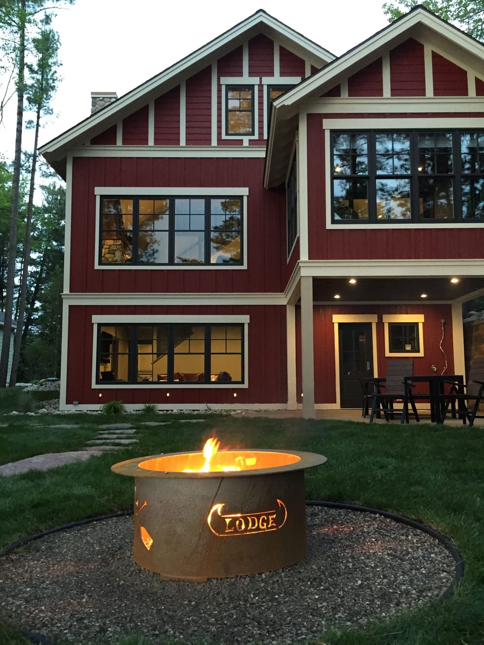 Every home has its own custom fire pit.