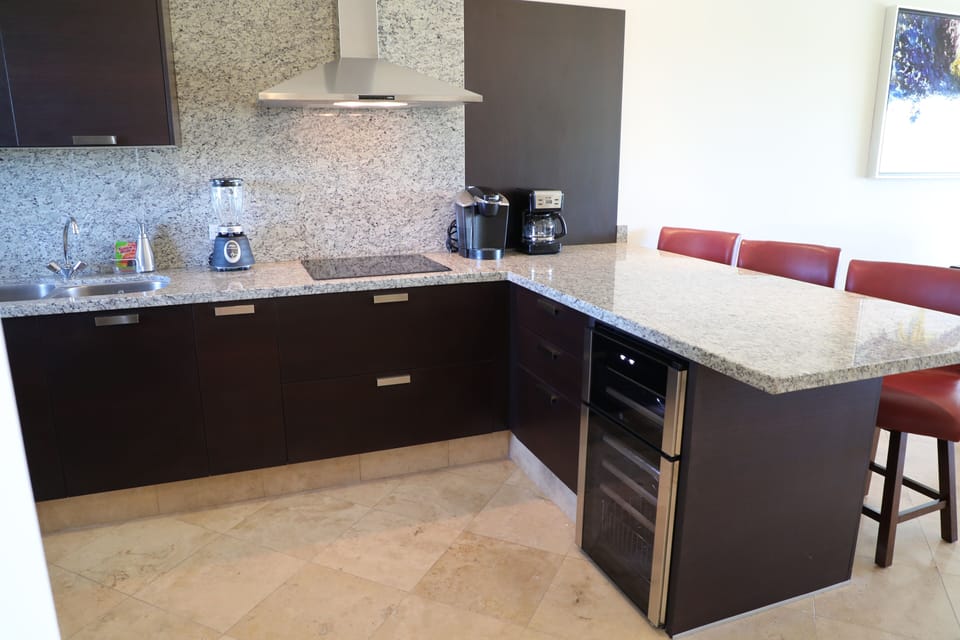 Kitchen with Wine Fridge, Keurig and Coffee Pot 