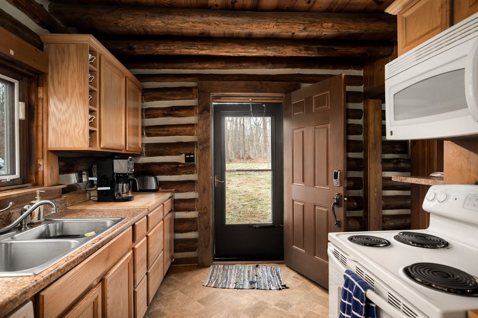 Kitchen with door to patio