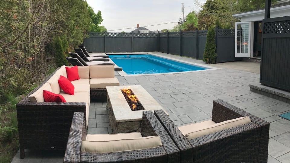 Custom Gas fire pit and heated pool
