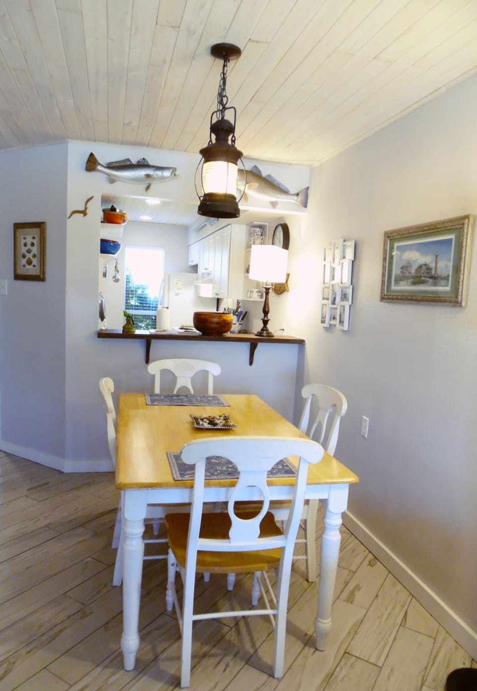 Dining area with extra folding chairs on hand