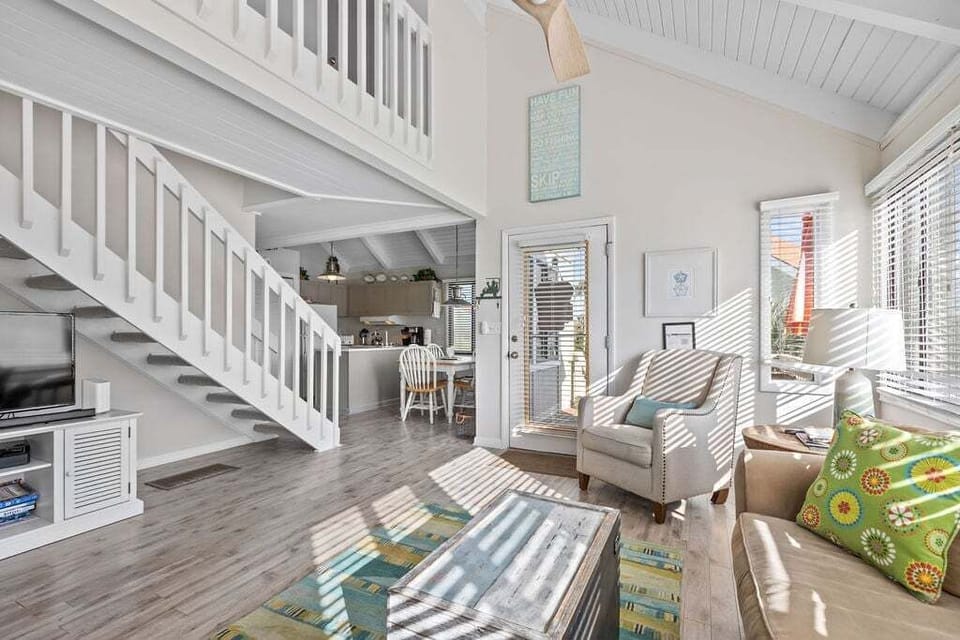 Lots of light brightens both first and second floor.