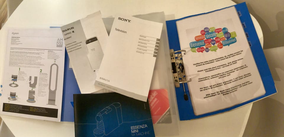 Instructions for using the electronics and appliances - in multiple languages.