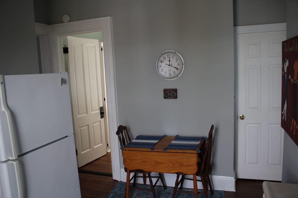 Dining table in kitchen. 