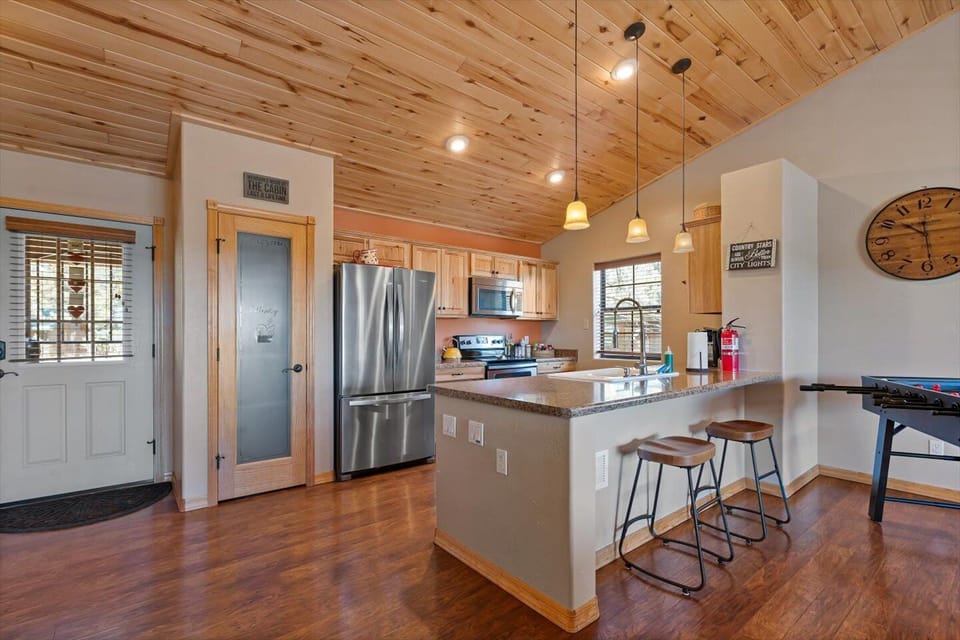 Open, updated kitchen and dining area. 