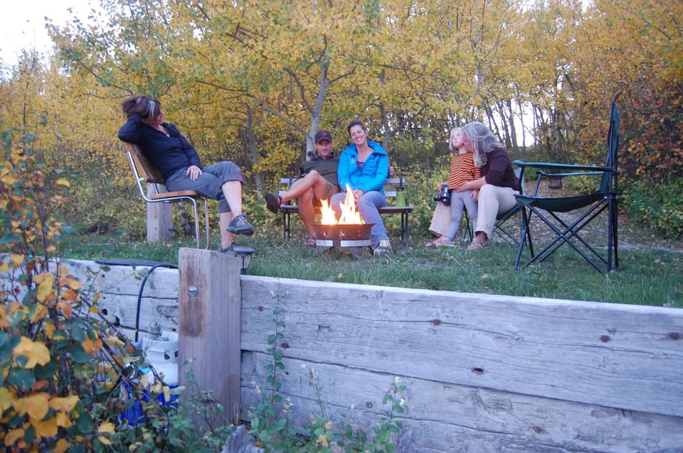 Our guests enjoying the fire pit down by the lake. 
