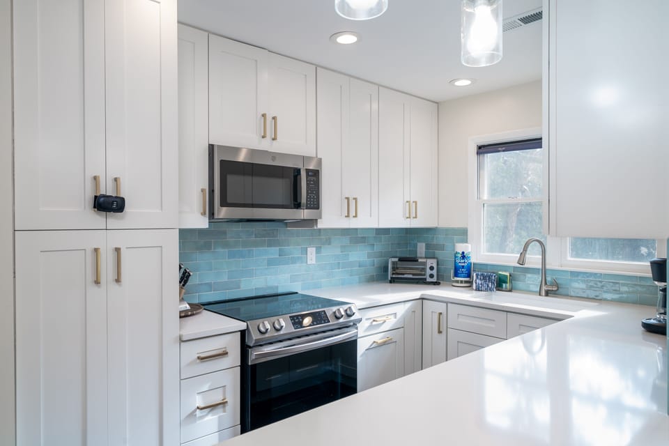 The beautiful kitchen will delight even the fussiest family cook.