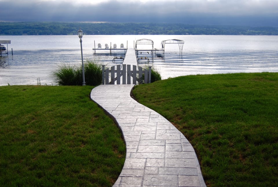 Walkway leading to lake