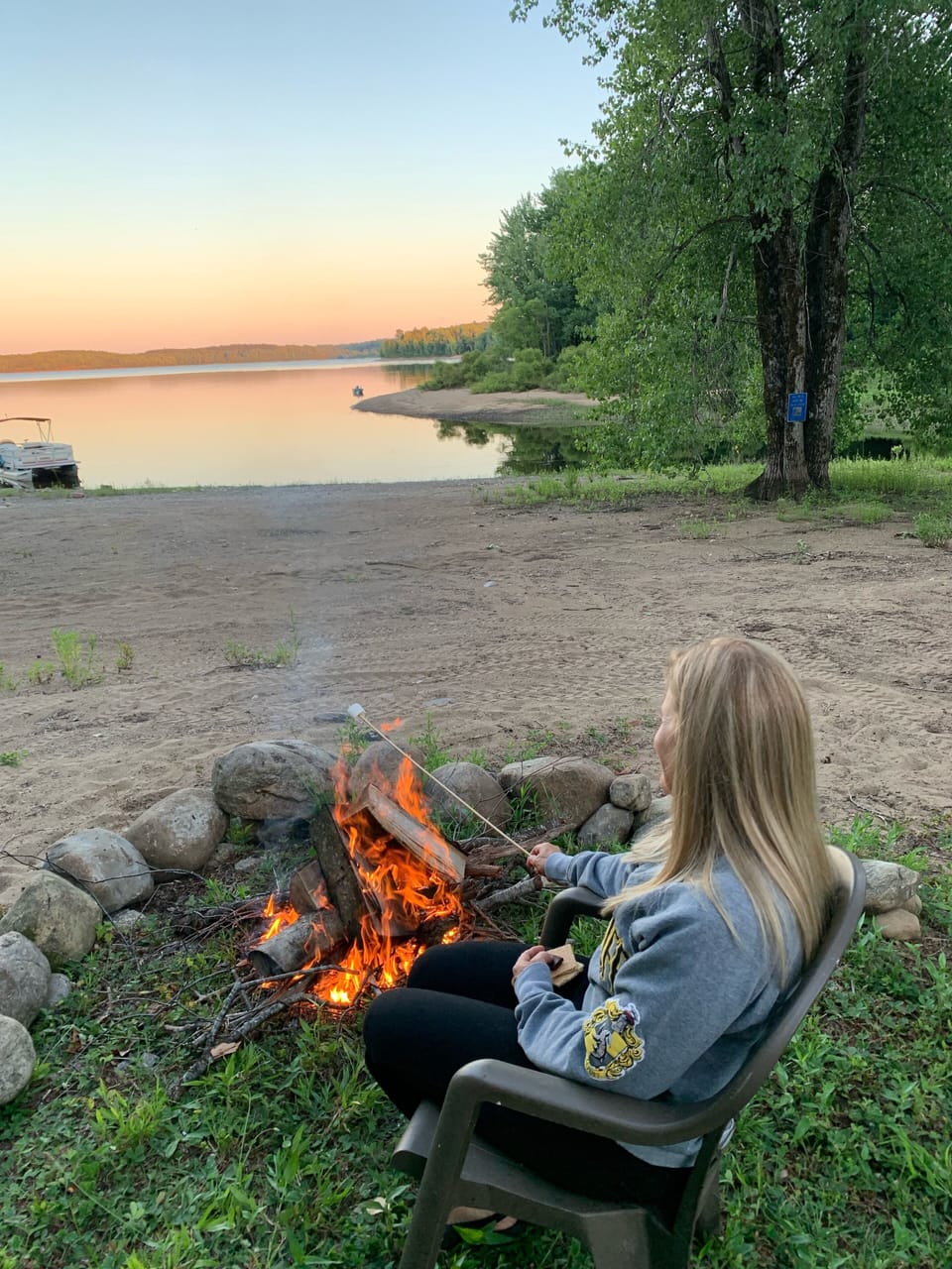Roasting marshmallows at the bay 