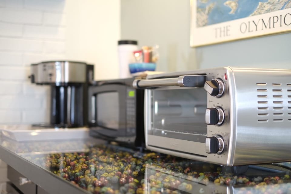 Coffee maker, microwave and toaster oven