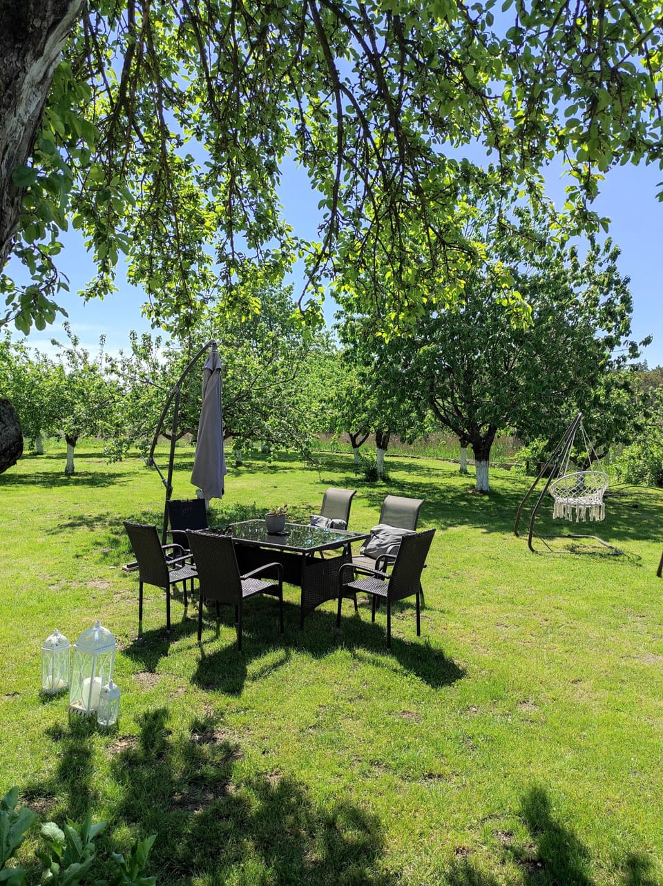 Outside sitting. Barbeque space.