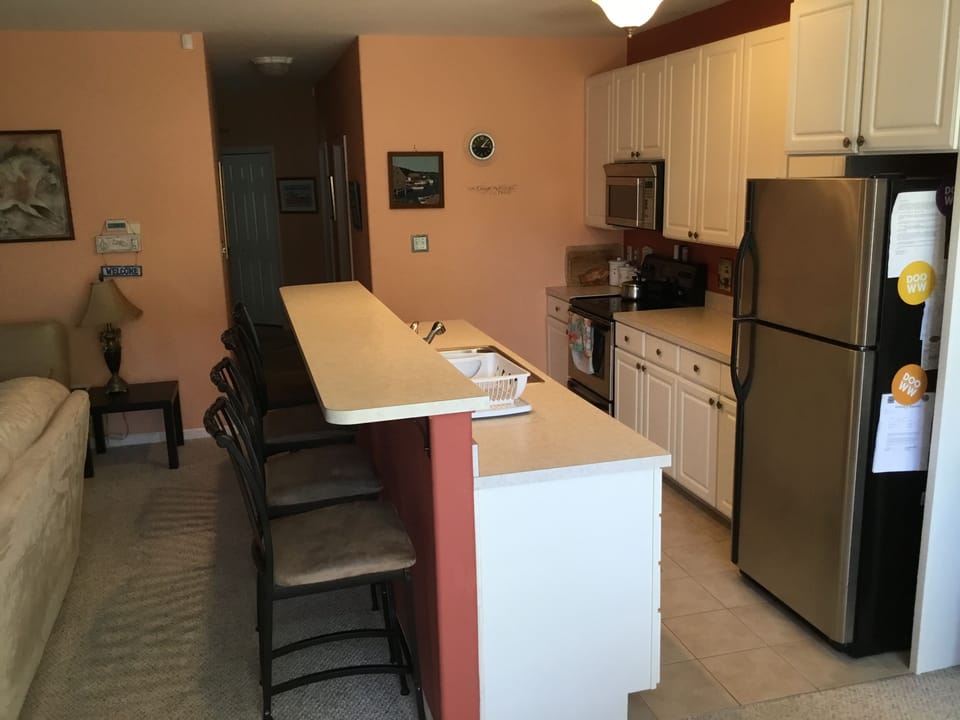 Completely stocked kitchen.