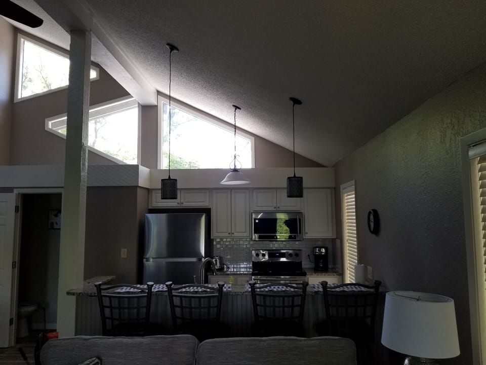 Kitchen and Bar Seating- View From Living Room