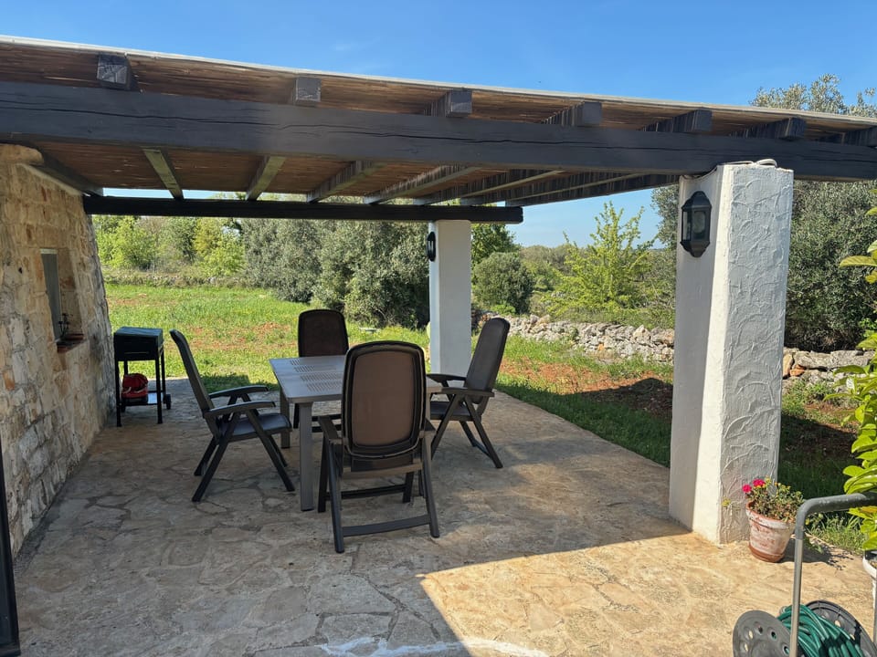 Gazebo with a view of the back yard area