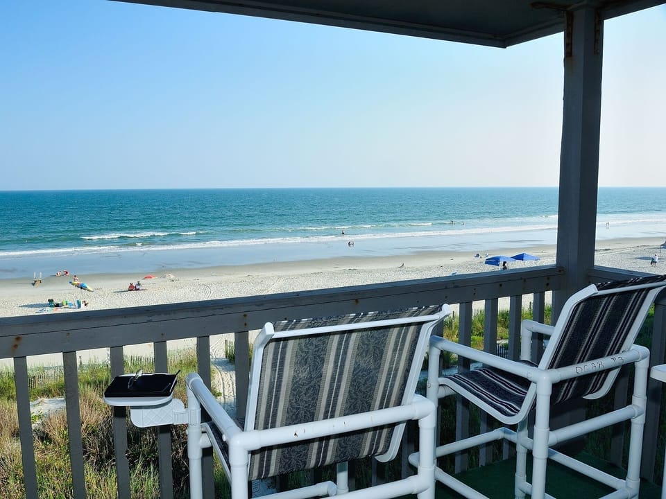 The beach from the balcony