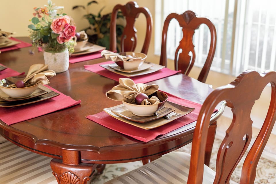 Open-concept dining. This spacious area connects beautifully with the kitchen
