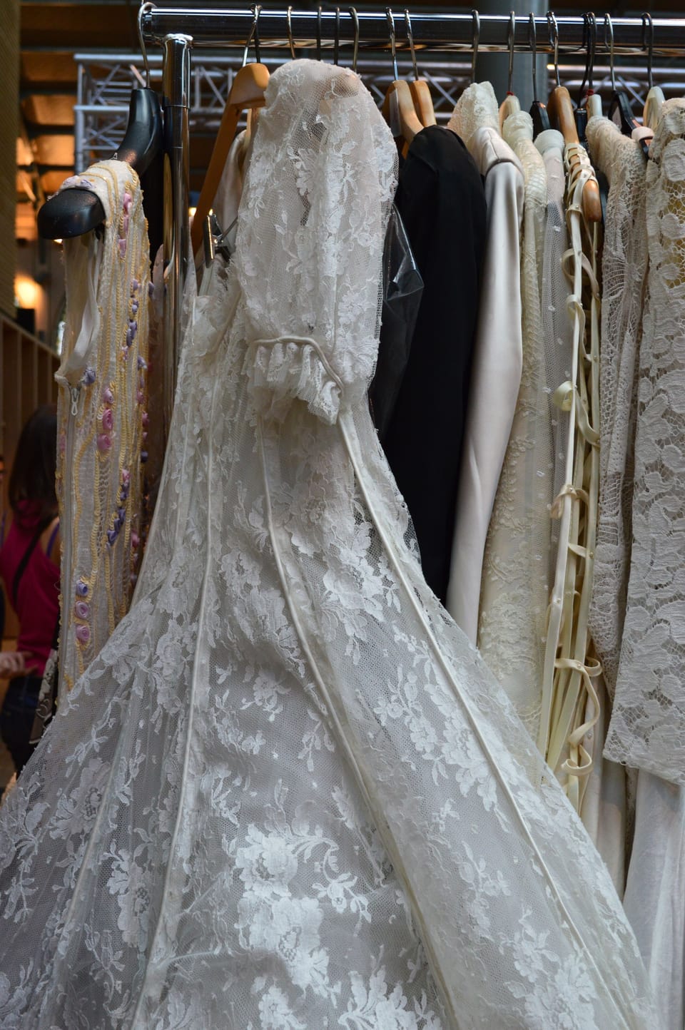 Upstairs ancient Vintage wedding dresses collection