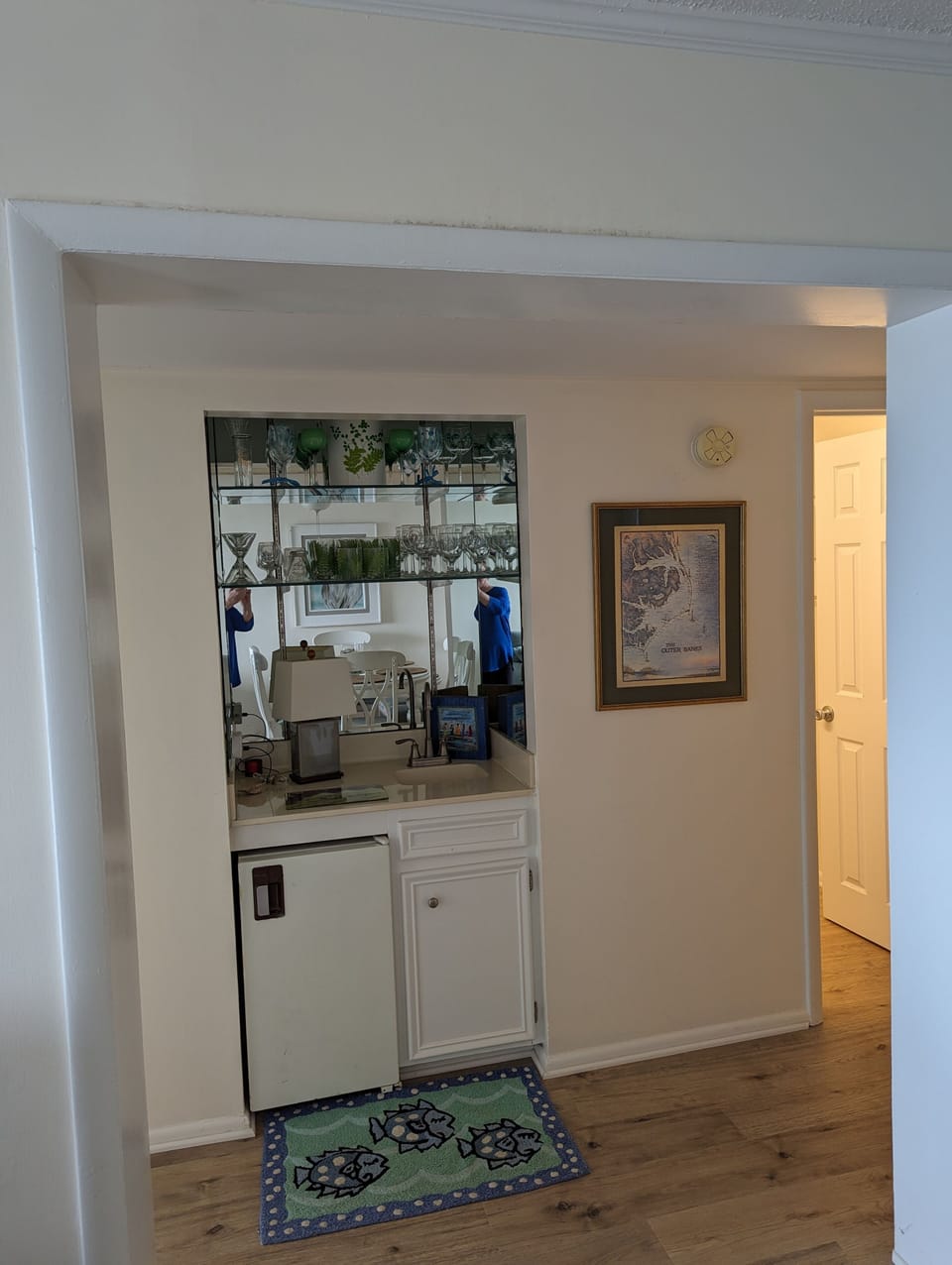 Wet bar with mini fridge