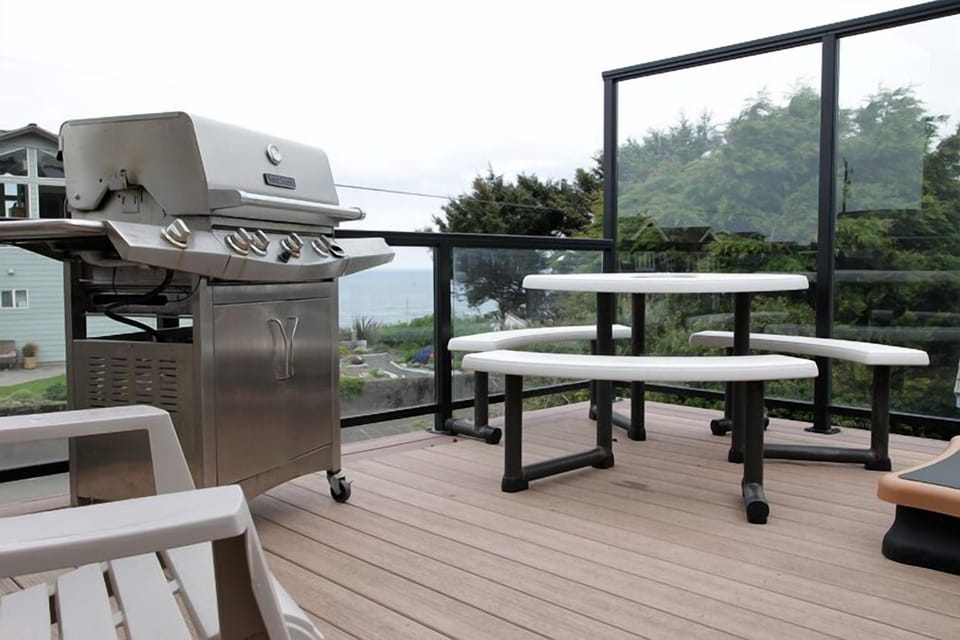 BBQ Grill & Patio Table. 