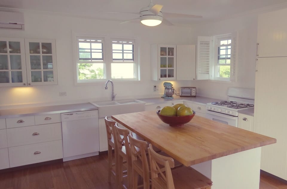 The kitchen is fully equipped and offers lots of counter space.