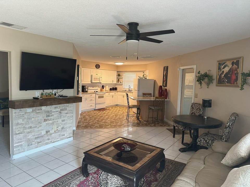 View of living, dining, kitchen area