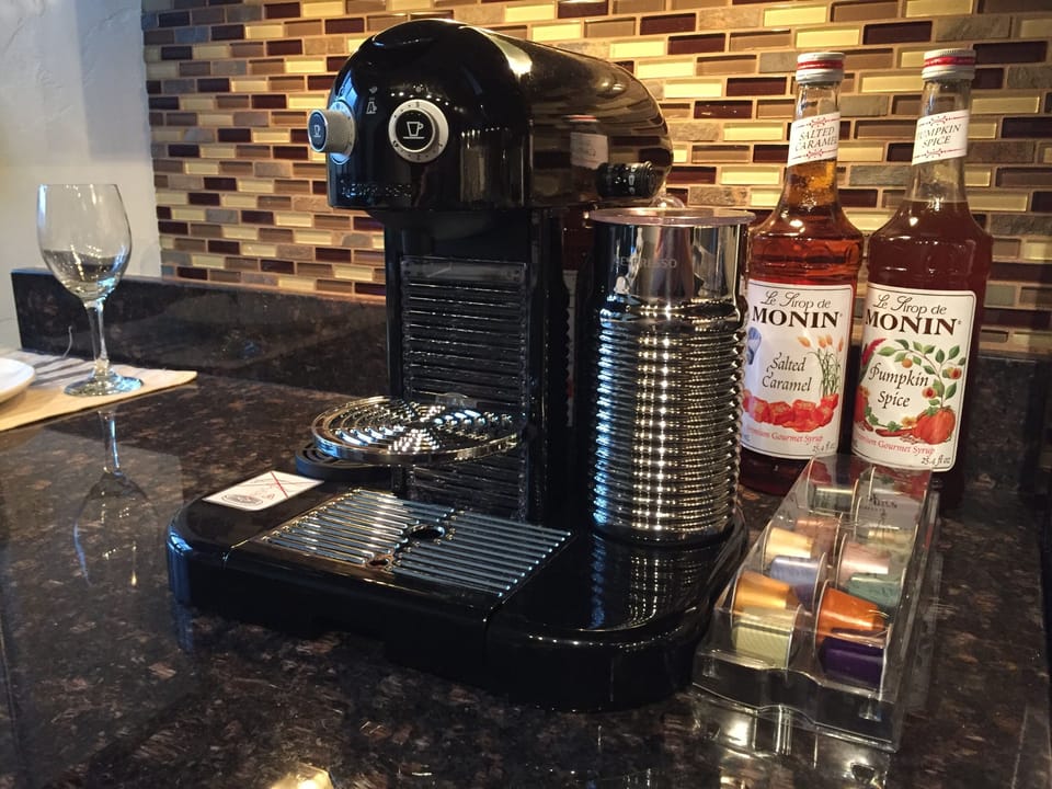 Nespresso machine for making your own tasty coffee drinks.
