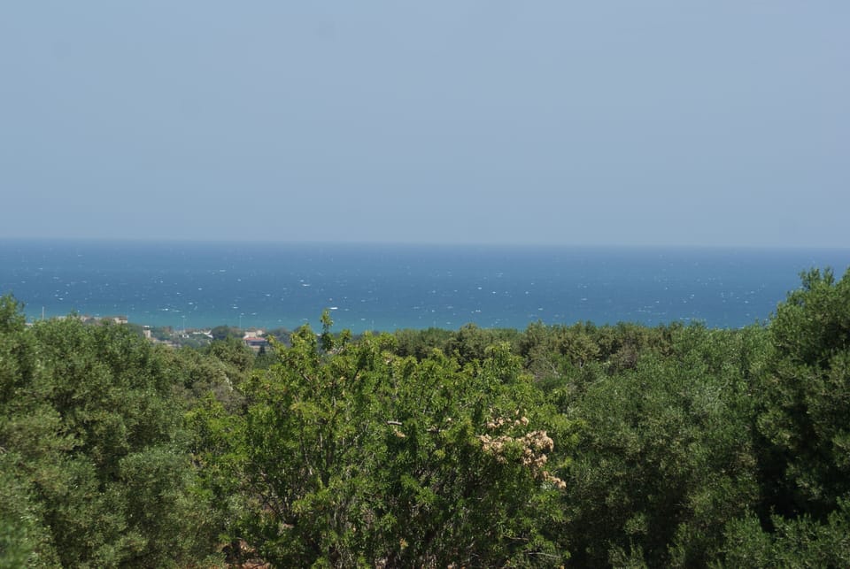 The view from the end of the pool of the sea.