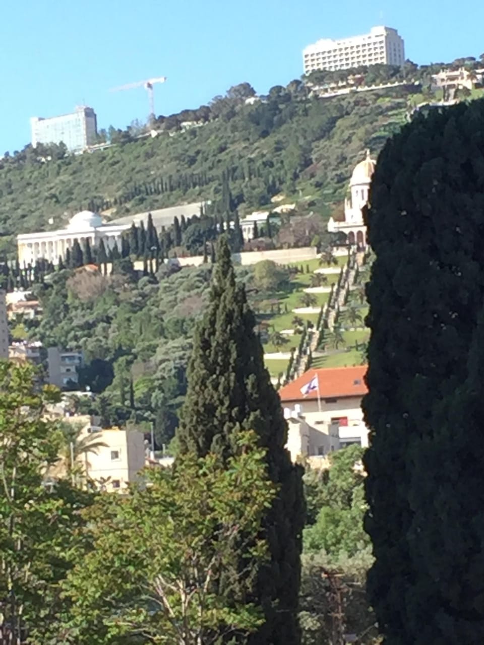 Baha'i Shrine and Gardens - view from flat