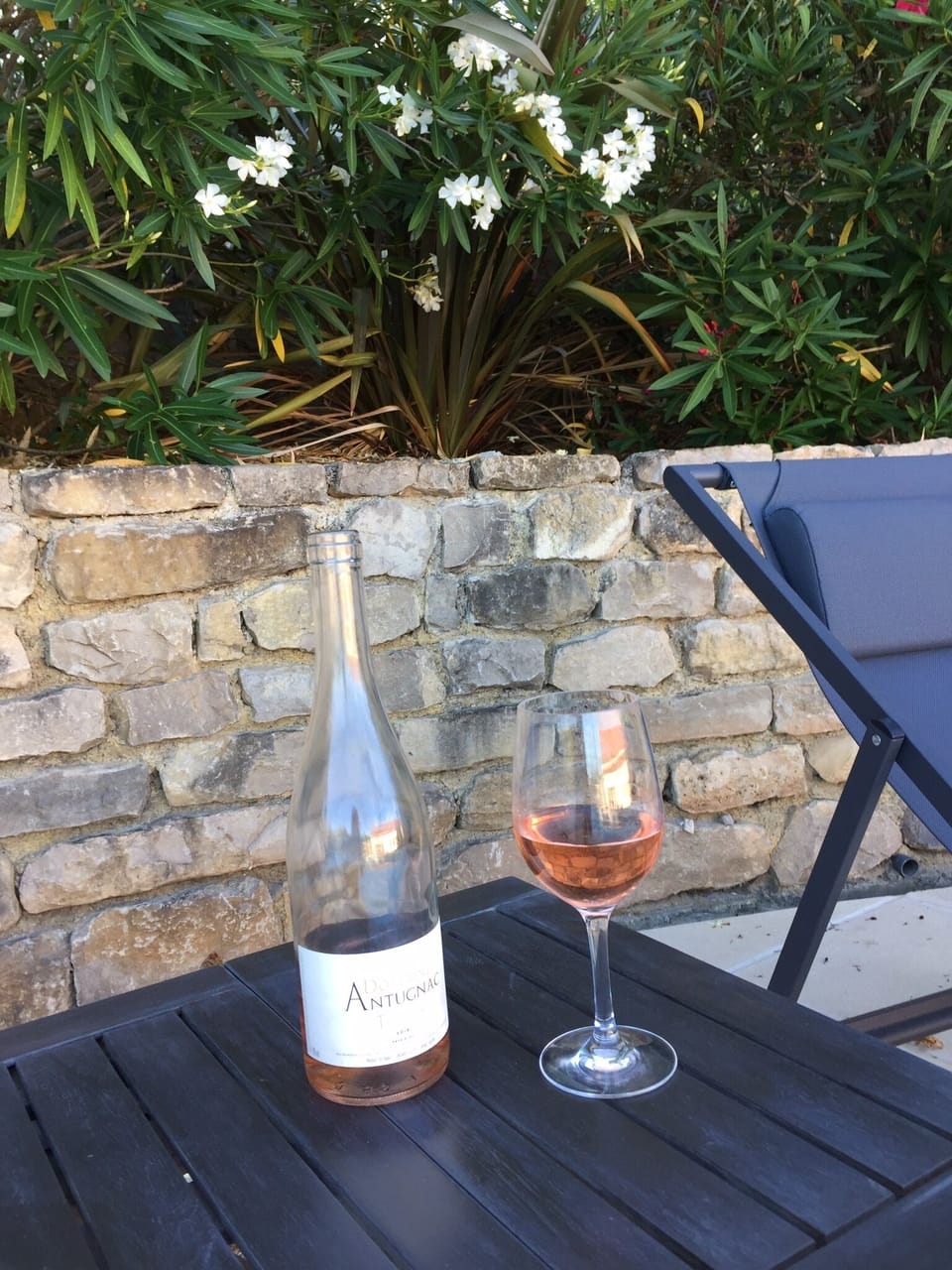 Glass of wine on the pool terrace.  Highly recommended!