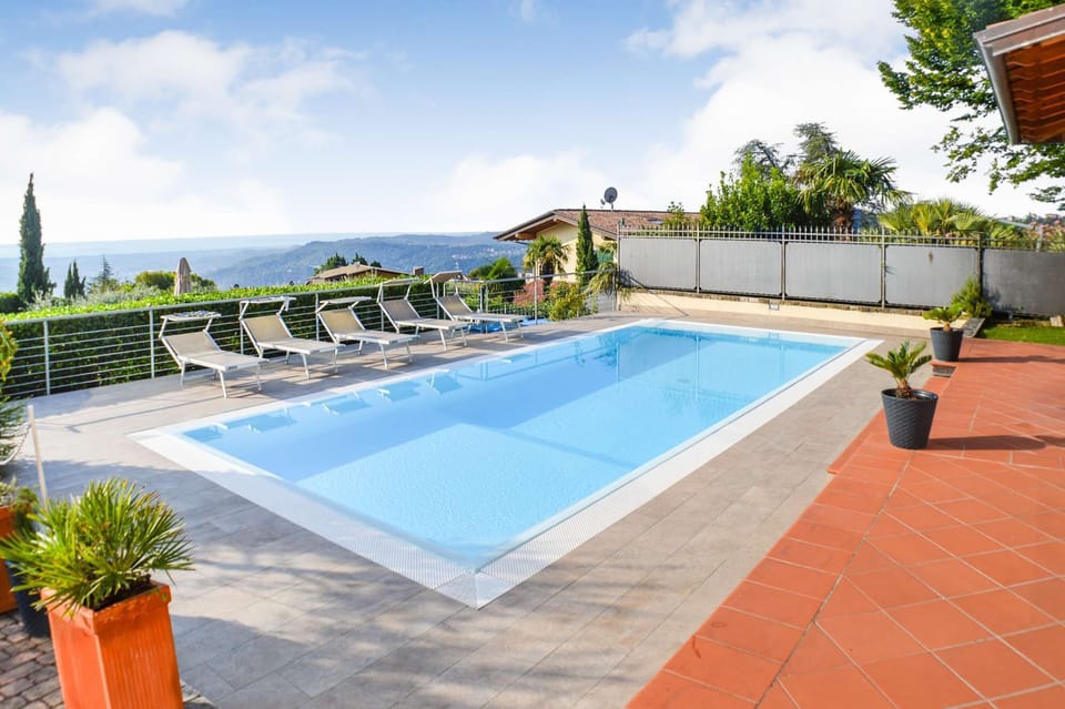 Pool with lake view