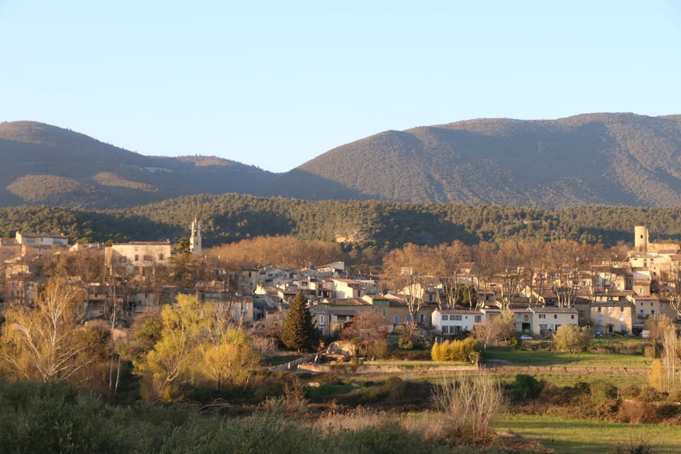 Cucuron in the evening, clock tower view