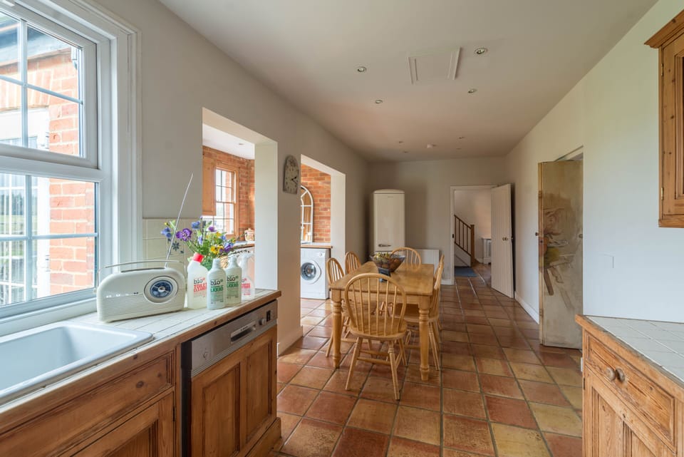 Large kitchen with seating