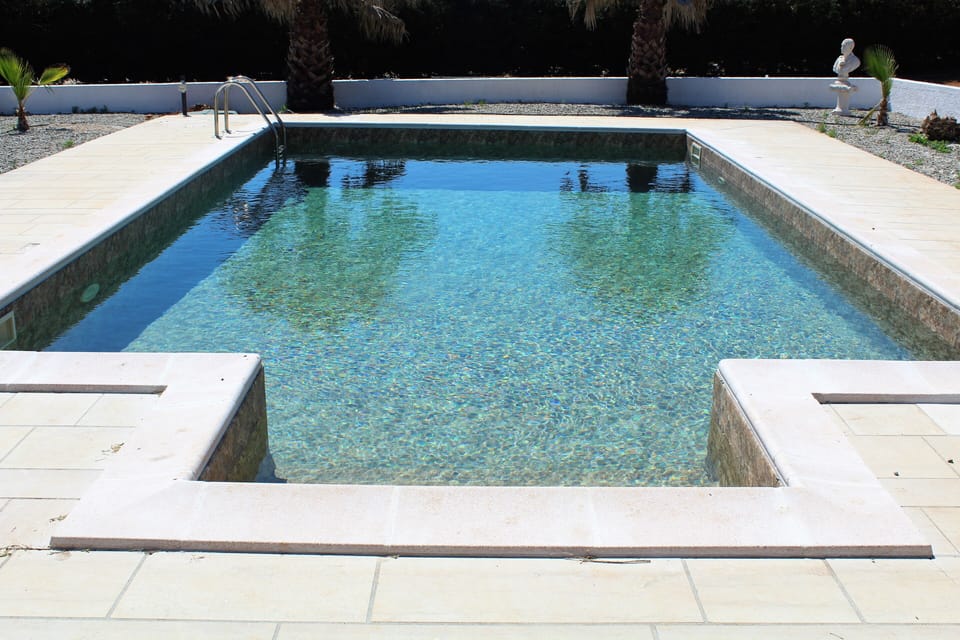 Freshly heated pool ... in March!
