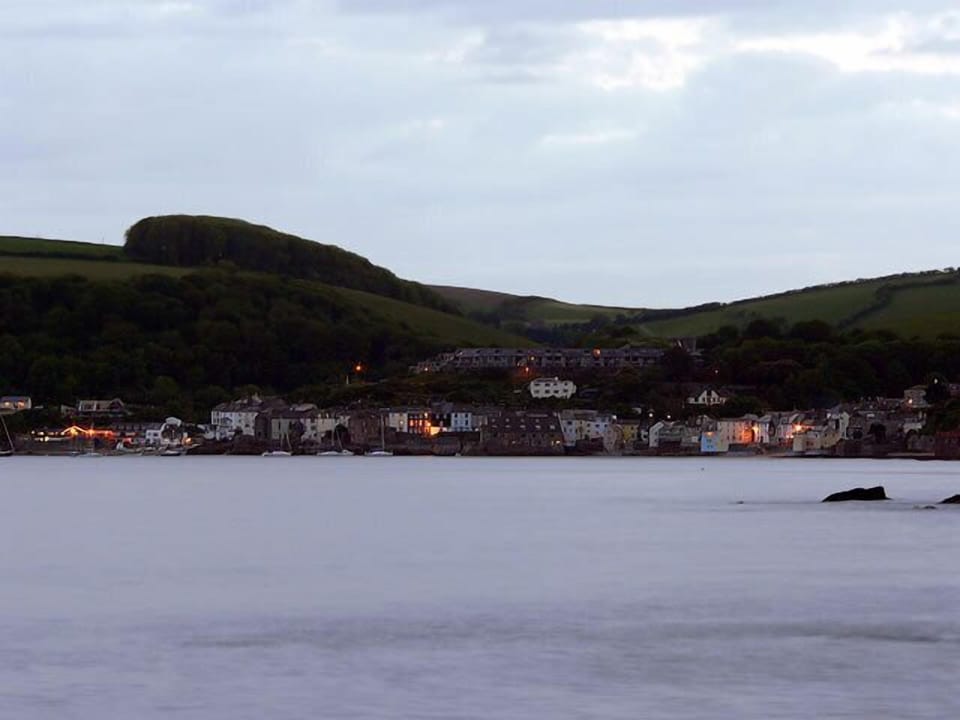 Evening view of village from the sea