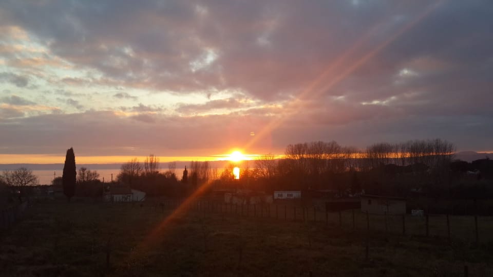Sunset on the lake view from the portico