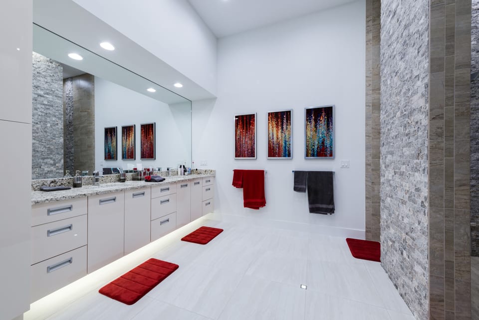 Master 1 Bathroom. Giant walk-in shower with 2 hand held showers and rain shower
