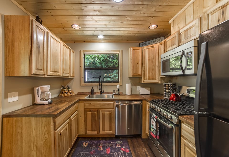 Fully stocked kitchen! Guests say we have more available then they have at home.