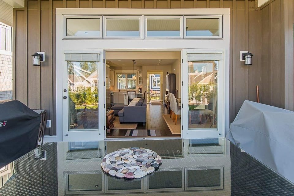Large patio with Weber BBQ and ocean view