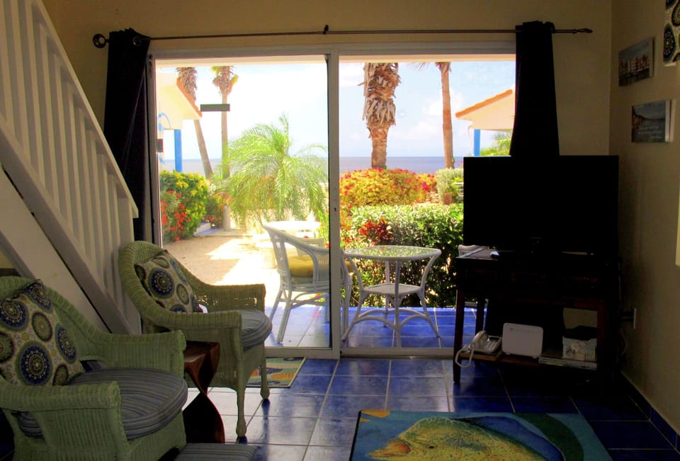 View from living room to front porch. 