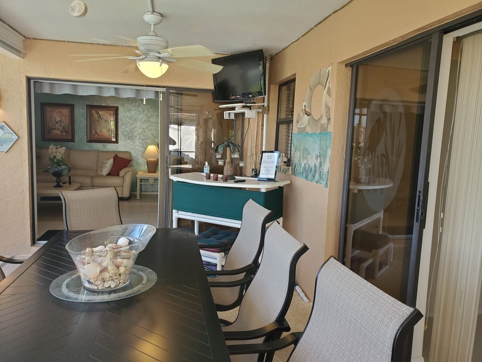 TV on patio has live channels and all your favorite apps!