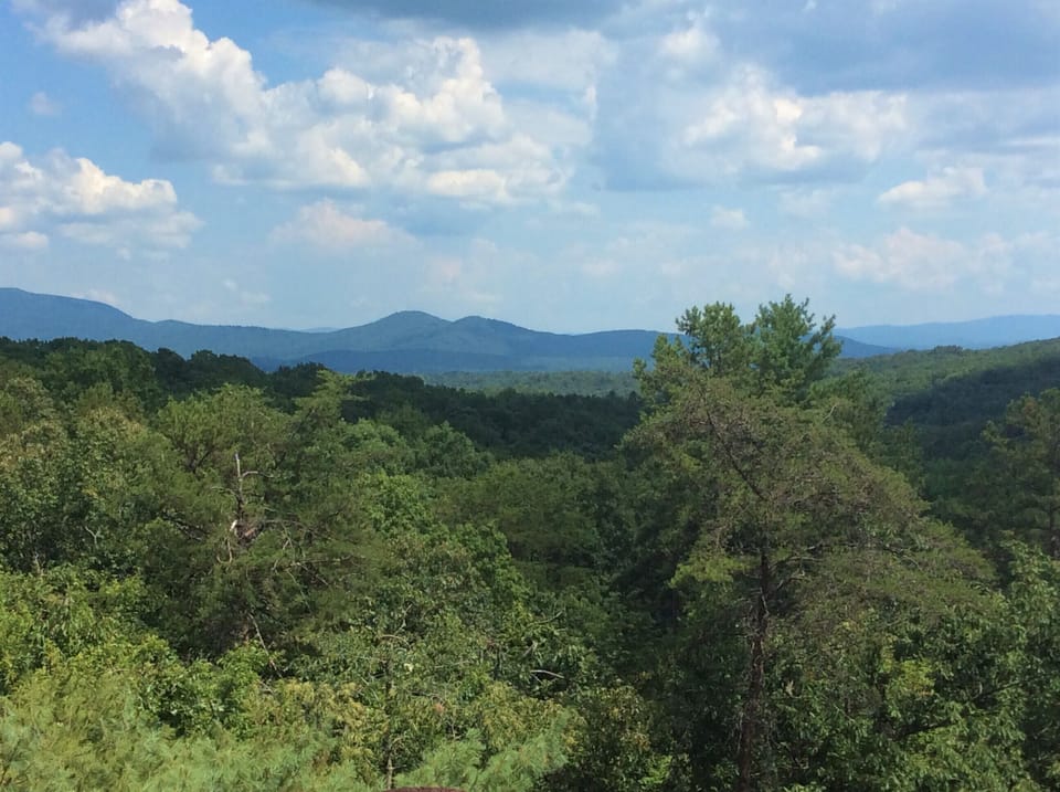 Long range layered mountain views