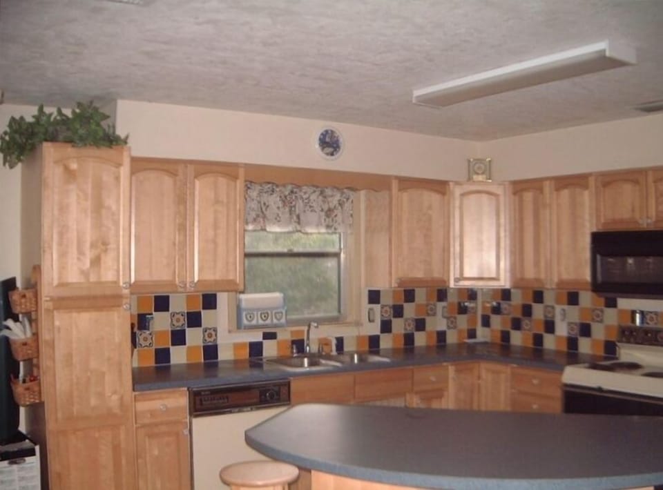 open kitchen.  All facing the river