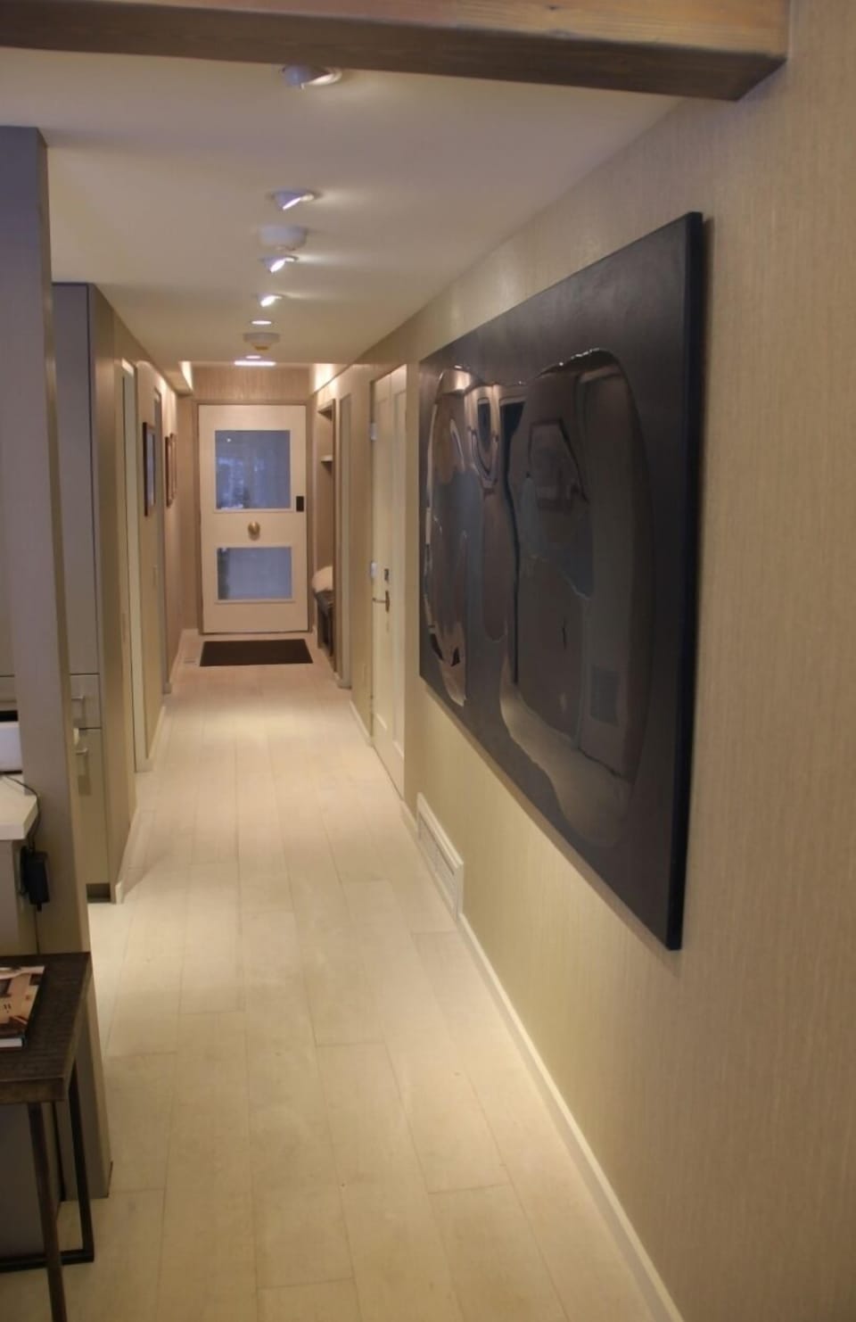 Fab French white oak floors.Two master suites at one end & one master at other.