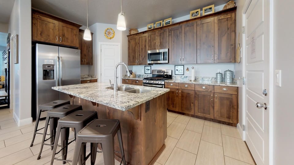 Fully stocked gourmet kitchen