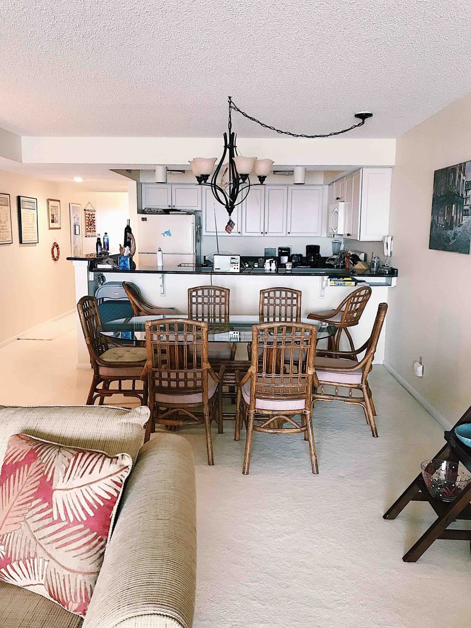 Open Kitchen, dining room and living room.  All with views of the ocean