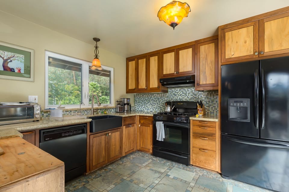 Walnut Cabinets with Maple inserts.
