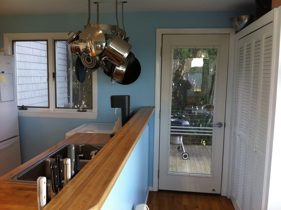 Kitchen opens onto deck