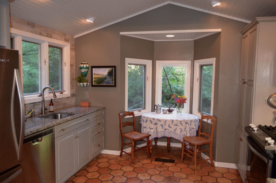 Kitchen with a view of the river