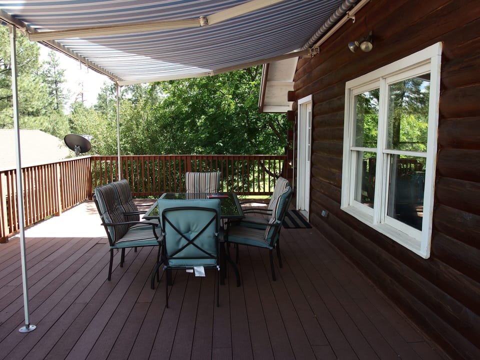 The patio with sunshade is a great place to enjoy the view