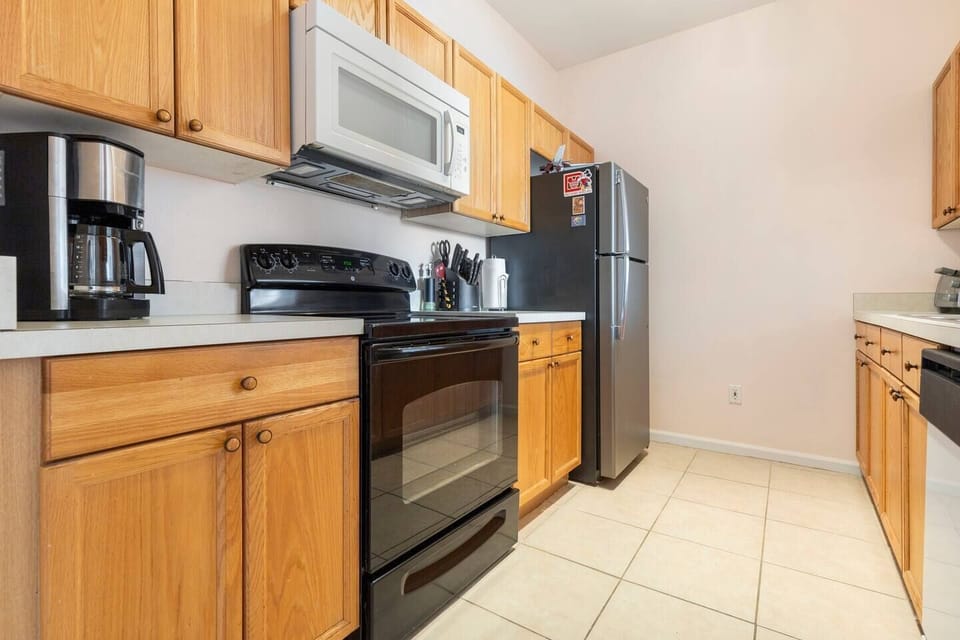 The traditional coffee maker is in the kitchen.  Filters are provided.